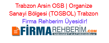Trabzon+Arsin+OSB+|+Organize+Sanayi+Bölgesi+(TOSBOL)+Trabzon Firma+Rehberim+Üyesidir!